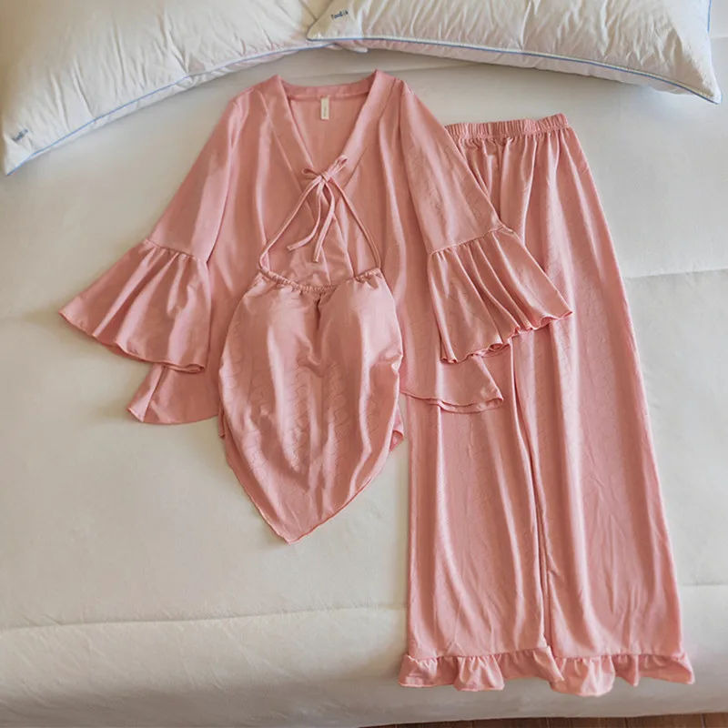 Pajama Set Woman New Chest Pad Sleepwear Ladies Night Wear Clothes Long Sleeve Trousers Suit Cotton Home Pijama De Mujer 3 Pcs
Pajama Set Woman New Chest Pad Sleepwear Ladies Night Wear Clothes Long Sleeve Trousers Suit Cotton Home Pijama De Mujer 3 Pcs