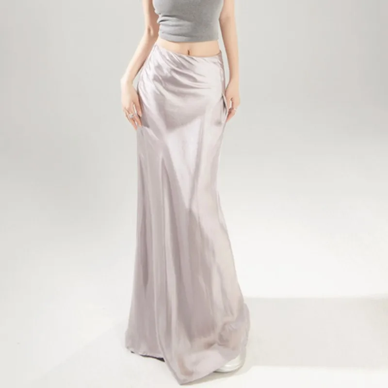 Satin Long Skirts For Women Summer 2025 New Street Fashion Solid Flowing Light Simple Fishtail Skirt Sexy Slim Party Maxi Skirts
Satin Long Skirts For Women Summer 2025 New Street Fashion Solid Flowing Light Simple Fishtail Skirt Sexy Slim Party Maxi Skirts