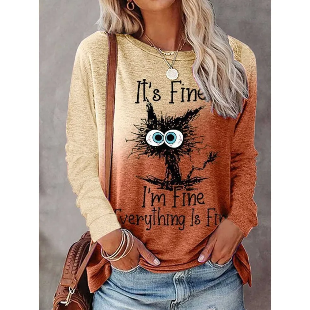 Women's Halloween Retro Gradient Cat Print Long Sleeved T-shirt Round Neck Pullover T-shirt Women Clothes
Women's Halloween Retro Gradient Cat Print Long Sleeved T-shirt Round Neck Pullover T-shirt Women Clothes