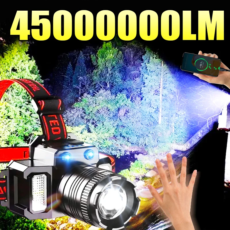 Мощный налобный фонарь 45000000LM с датчиком движения, перезаряжаемый, портативный, для рыбалки, кемпинга, активного отдыха, рабочий фонарь
Мощный налобный фонарь 45000000LM с датчиком движения, перезаряжаемый, портативный, для рыбалки, кемпинга, активного отдыха, рабочий фонарь