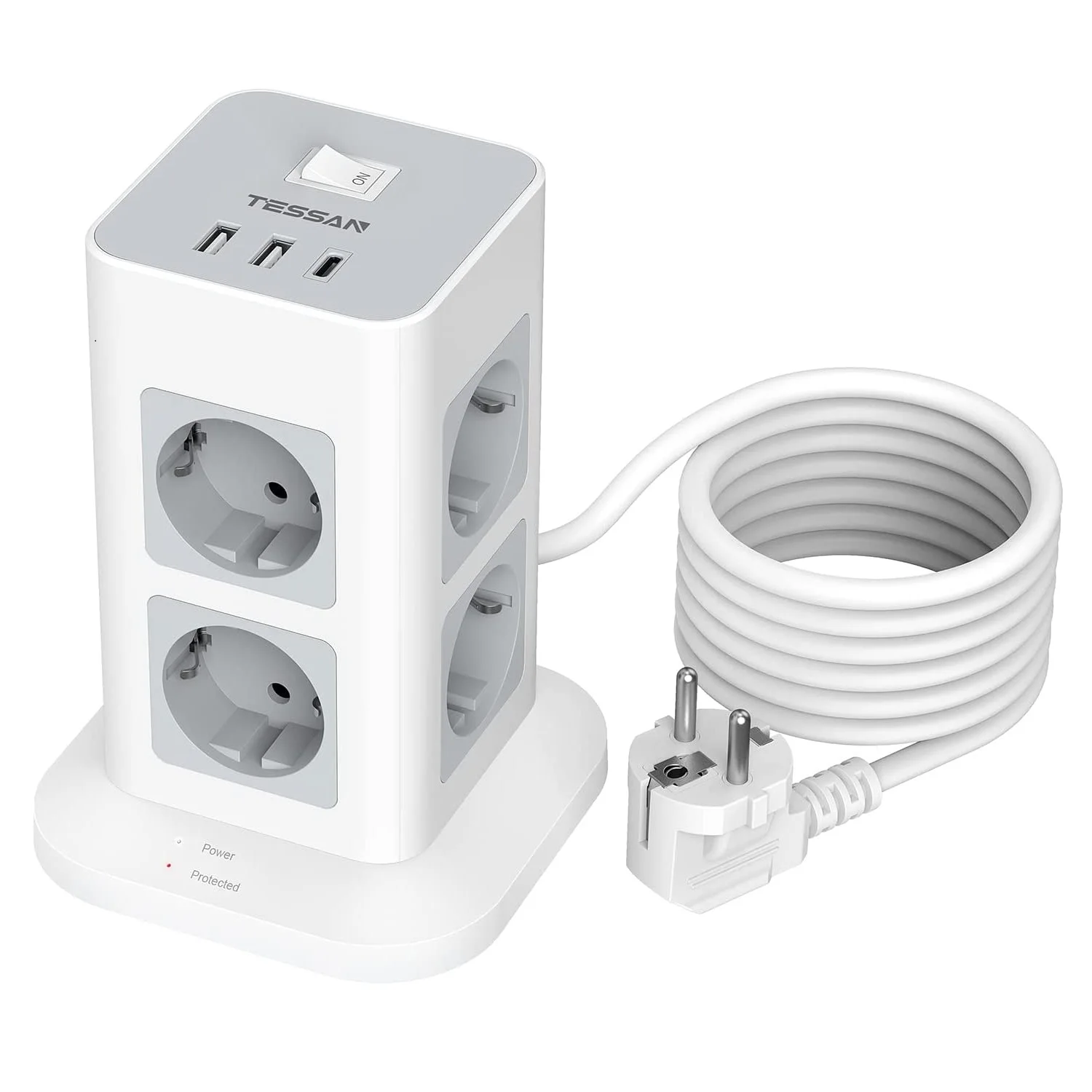 Удлинитель TESSAN с 8 розетками, 2 USB-портами, 1 Type C
Удлинитель TESSAN с 8 розетками, 2 USB-портами, 1 Type C