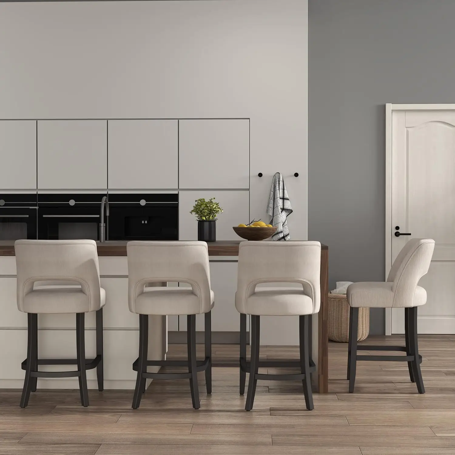 26in Upholstered Counter Height Bar Stool Set Modern Black Legs Kitchen Island Dining Room Beige, Customized
26in Upholstered Counter Height Bar Stool Set Modern Black Legs Kitchen Island Dining Room Beige, Customized