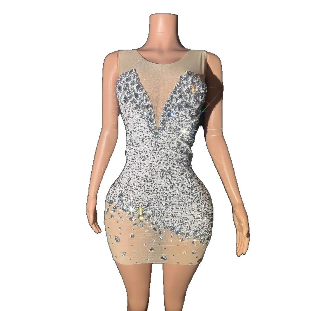 Glamorous Diamond Deep V Birthday Party Dress Stage Performance Costume Sexy SShape Short Skirt Summer Outfit Glamorous Dresses
Glamorous Diamond Deep V Birthday Party Dress Stage Performance Costume Sexy SShape Short Skirt Summer Outfit Glamorous Dresses