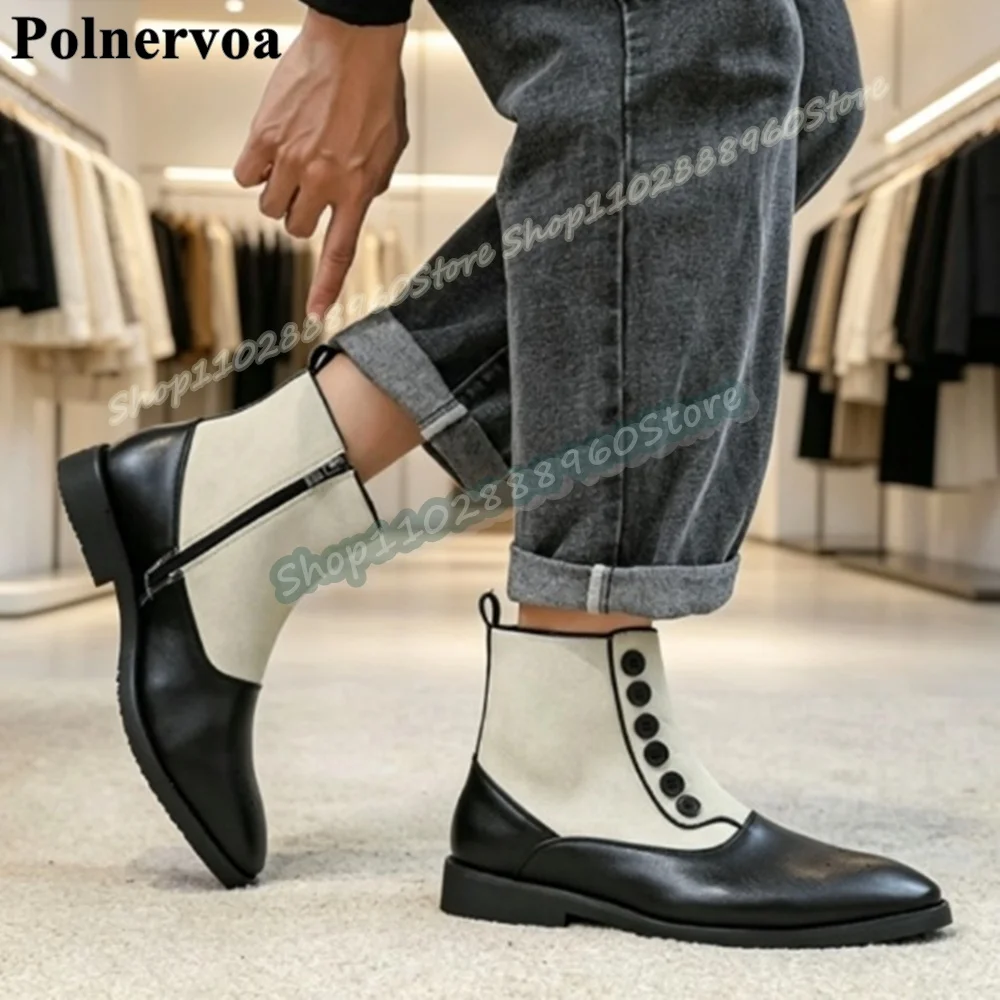 Casual Mixed Splicing Buttons Men Ankle Boots Flats Dress Shoes For Men Side Zipper Banquet Fashionable Catwalk 2026 Men Boots
Casual Mixed Splicing Buttons Men Ankle Boots Flats Dress Shoes For Men Side Zipper Banquet Fashionable Catwalk 2026 Men Boots