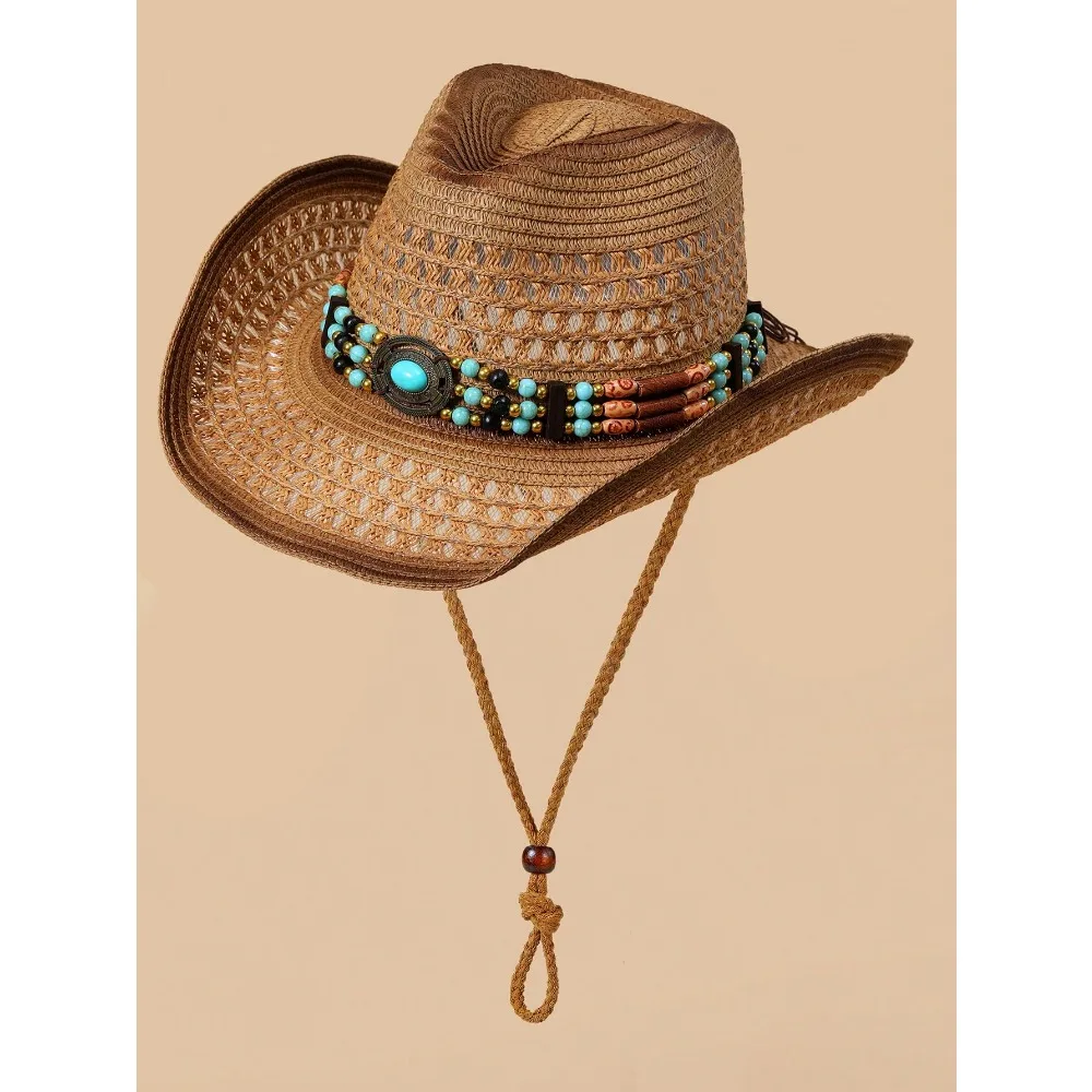 1 Hat and 2 Unisex Beaded Ornaments, Cowgirl Hat, Summer Travel Hat, Wide Brim, Printed, Breathable
1 Hat and 2 Unisex Beaded Ornaments, Cowgirl Hat, Summer Travel Hat, Wide Brim, Printed, Breathable