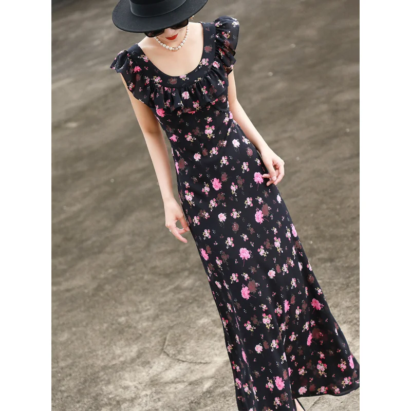 MEXCOCO 2026 Summer Tea Break Resort Square Neck Ruffle Petal Sleeve Floral Print Ruched Waist Slim Maxi Holiday Dress
MEXCOCO 2026 Summer Tea Break Resort Square Neck Ruffle Petal Sleeve Floral Print Ruched Waist Slim Maxi Holiday Dress