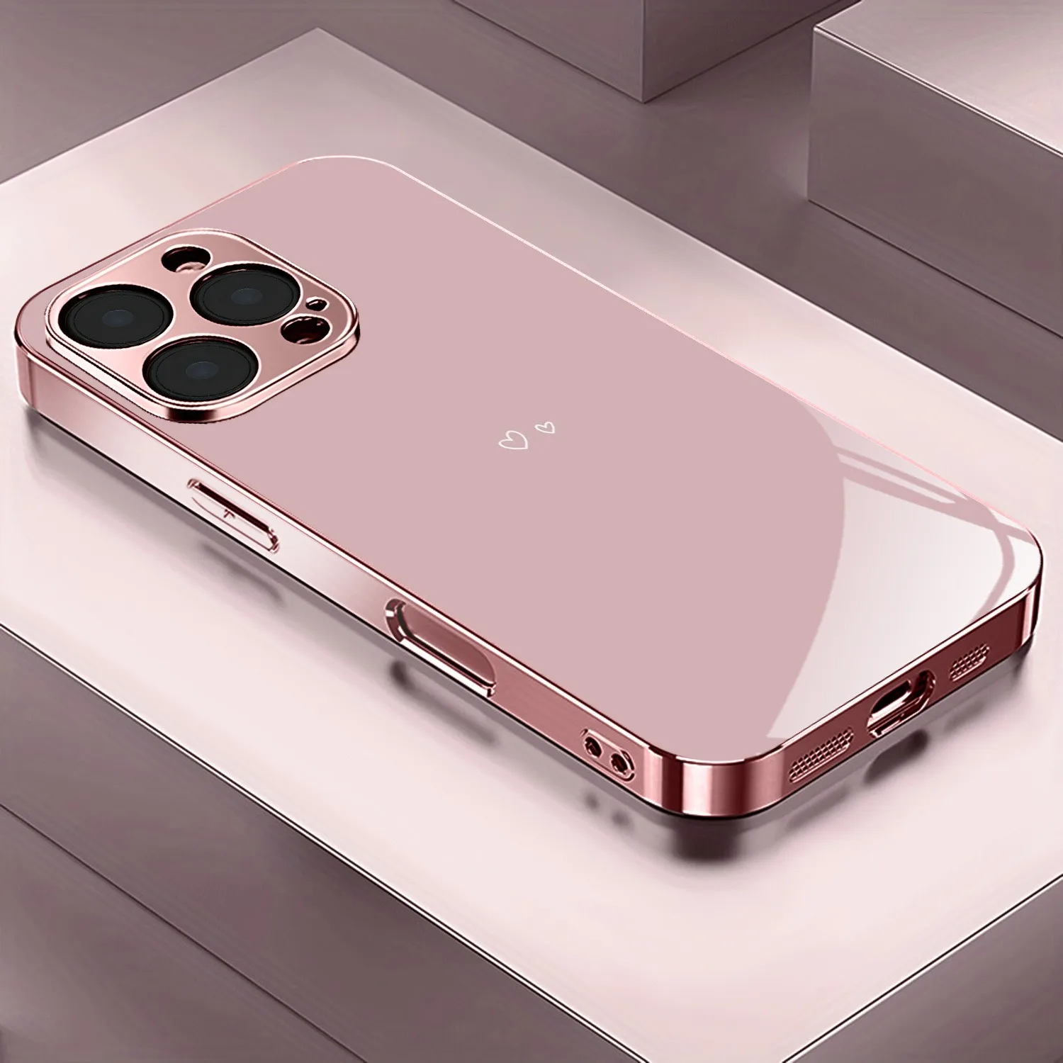 Love-themed pink electroplated glass phone case, suitable for iPhone 17, 16, 15, 14, 13, 12, 11, etc.
Love-themed pink electroplated glass phone case, suitable for iPhone 17, 16, 15, 14, 13, 12, 11, etc.
