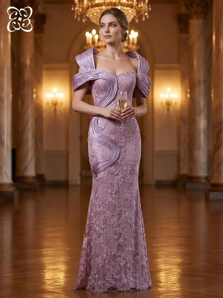 2026 Lavender Off-Shoulder Lace Mermaid Evening Gown for Women 3D Structured Sleeve Formal Maxi Dress Wedding Guest Prom Dress
2026 Lavender Off-Shoulder Lace Mermaid Evening Gown for Women 3D Structured Sleeve Formal Maxi Dress Wedding Guest Prom Dress