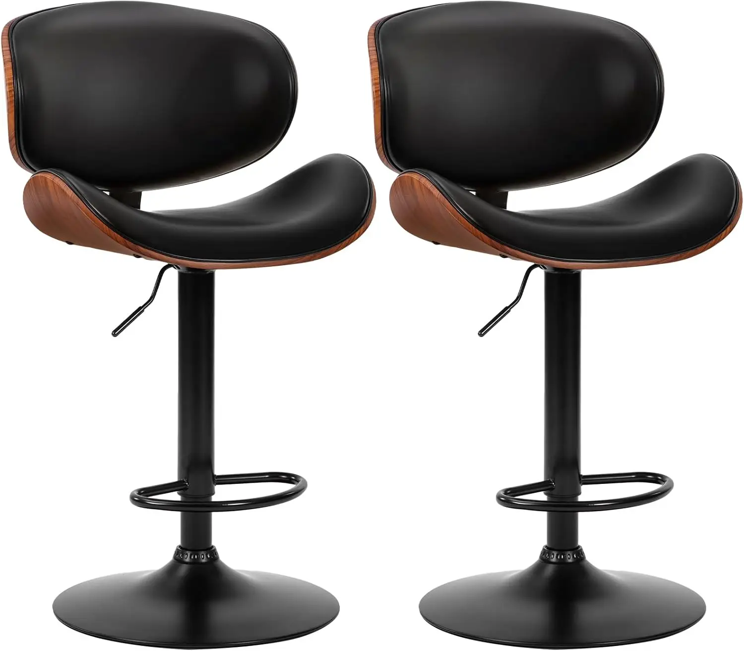 Adjustable Swivel Bar Stools Set of 2, PU Leather Counter Height Stools with Back and Footrest for Kitchen Island, Black
Adjustable Swivel Bar Stools Set of 2, PU Leather Counter Height Stools with Back and Footrest for Kitchen Island, Black