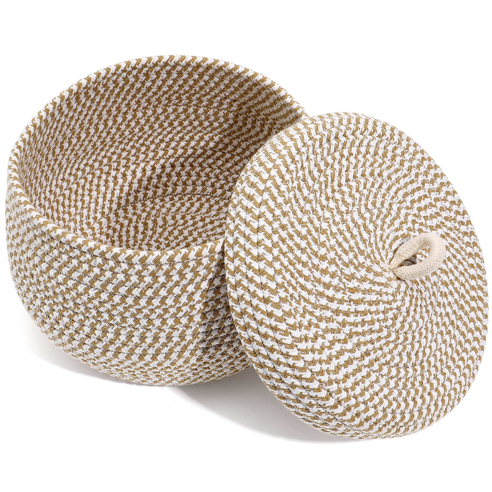 Woven Lidded Round Cotton Medium Baskets Organizing Rope Small Basket with Lid Decorative Boxes Storage Baskets Desktop Basket
Woven Lidded Round Cotton Medium Baskets Organizing Rope Small Basket with Lid Decorative Boxes Storage Baskets Desktop Basket