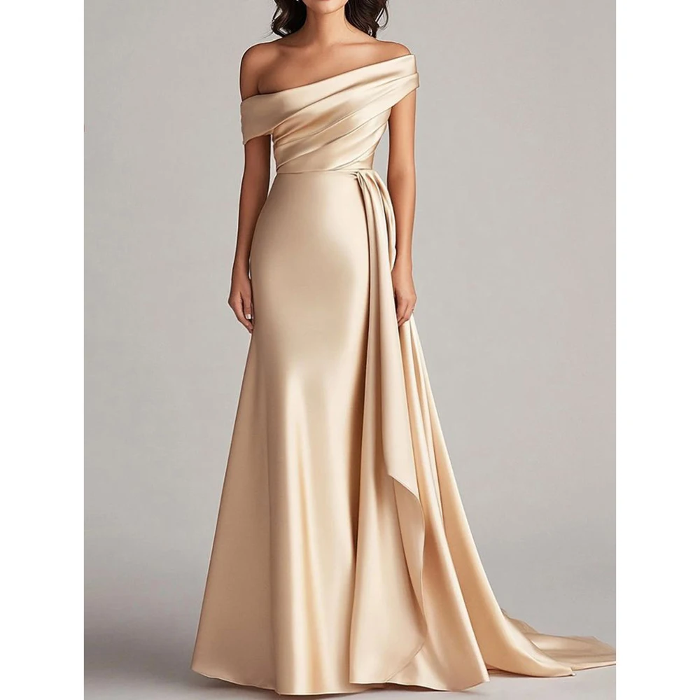Simple Satin Evening Dress for Women One Shoulder Irragular Slimming Long A-Line Dresses Floor Length Evening Party Ball Dress
Simple Satin Evening Dress for Women One Shoulder Irragular Slimming Long A-Line Dresses Floor Length Evening Party Ball Dress