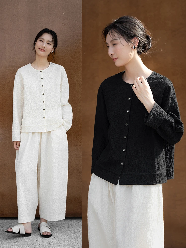 New Le Collection Cotton Bubble Long Sve round Ne Button up irt Color Blo Autumn Spring Women's Faion Casual Top
New Le Collection Cotton Bubble Long Sve round Ne Button up irt Color Blo Autumn Spring Women's Faion Casual Top