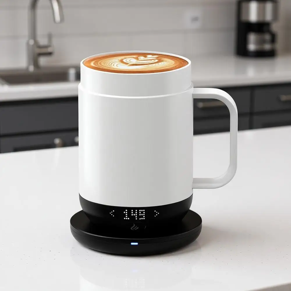 Терморегулируемая самонагревающаяся кофейная кружка с LED-дисплеем, 16 унций, цвет слоновой кости
Терморегулируемая самонагревающаяся кофейная кружка с LED-дисплеем, 16 унций, цвет слоновой кости