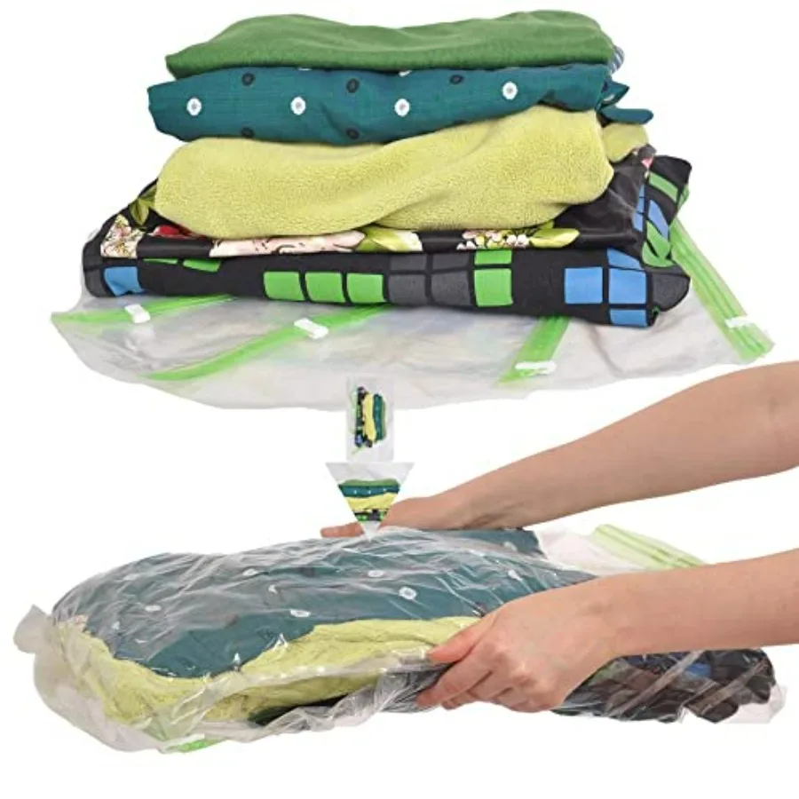 8 Travel Space Saver Bags - No Vacuum or Pump - for Clothes - Reusable - Luggage Compression - Set of 4 L and 4 M Sacks - Trans
8 Travel Space Saver Bags - No Vacuum or Pump - for Clothes - Reusable - Luggage Compression - Set of 4 L and 4 M Sacks - Trans