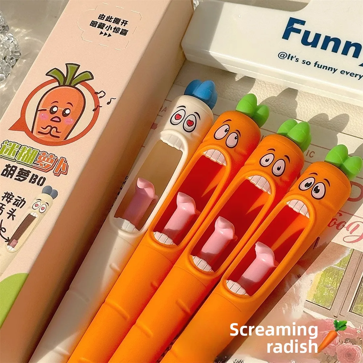 4pcs Carrot shaped compression neutral pen creative fun tongue tip core brush, suitable for students, office workers, etc
4pcs Carrot shaped compression neutral pen creative fun tongue tip core brush, suitable for students, office workers, etc