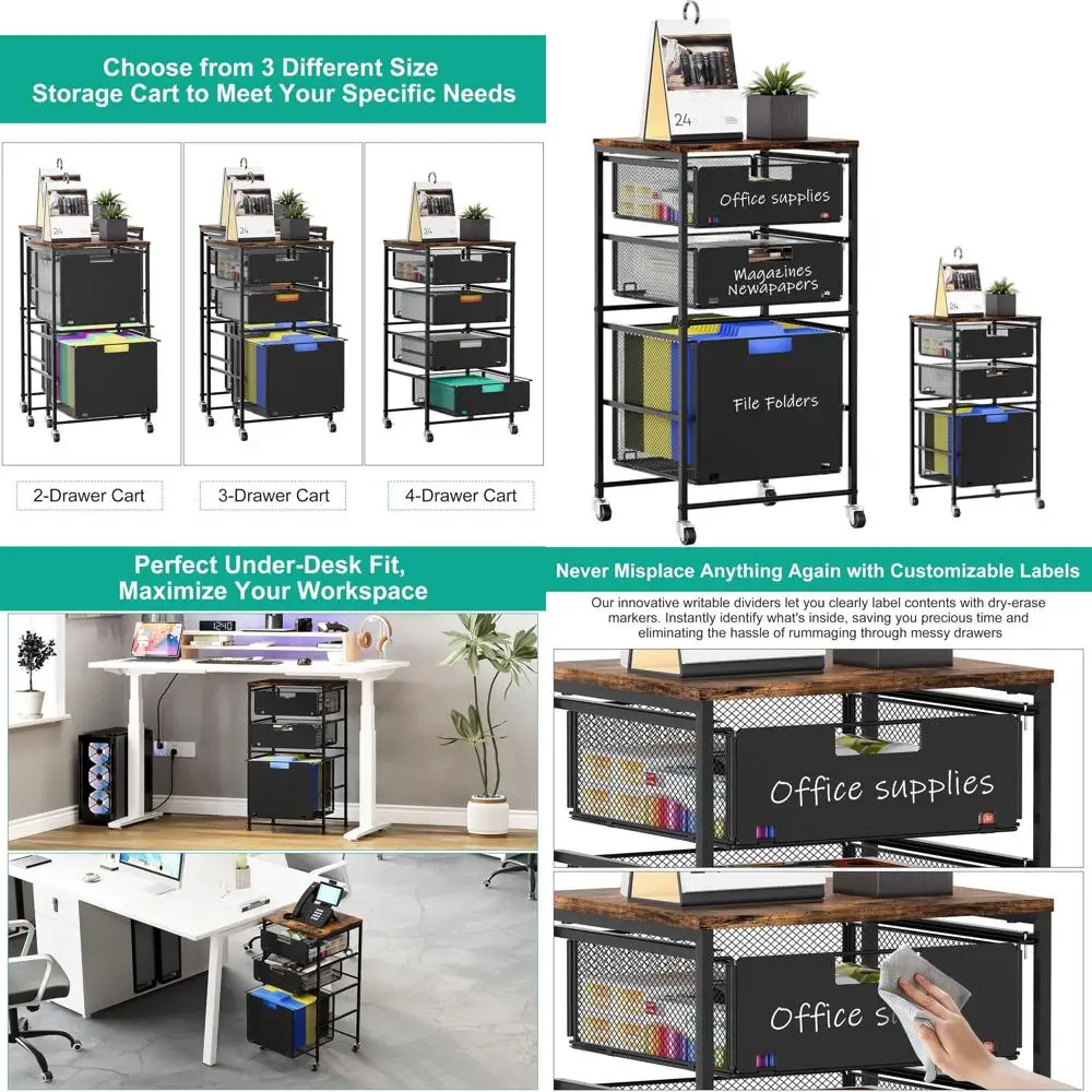 Letter Size Rolling File Cart with 3 Drawers, Lockable Wheels, and Hanging Folders for Home Office in Black
Letter Size Rolling File Cart with 3 Drawers, Lockable Wheels, and Hanging Folders for Home Office in Black
