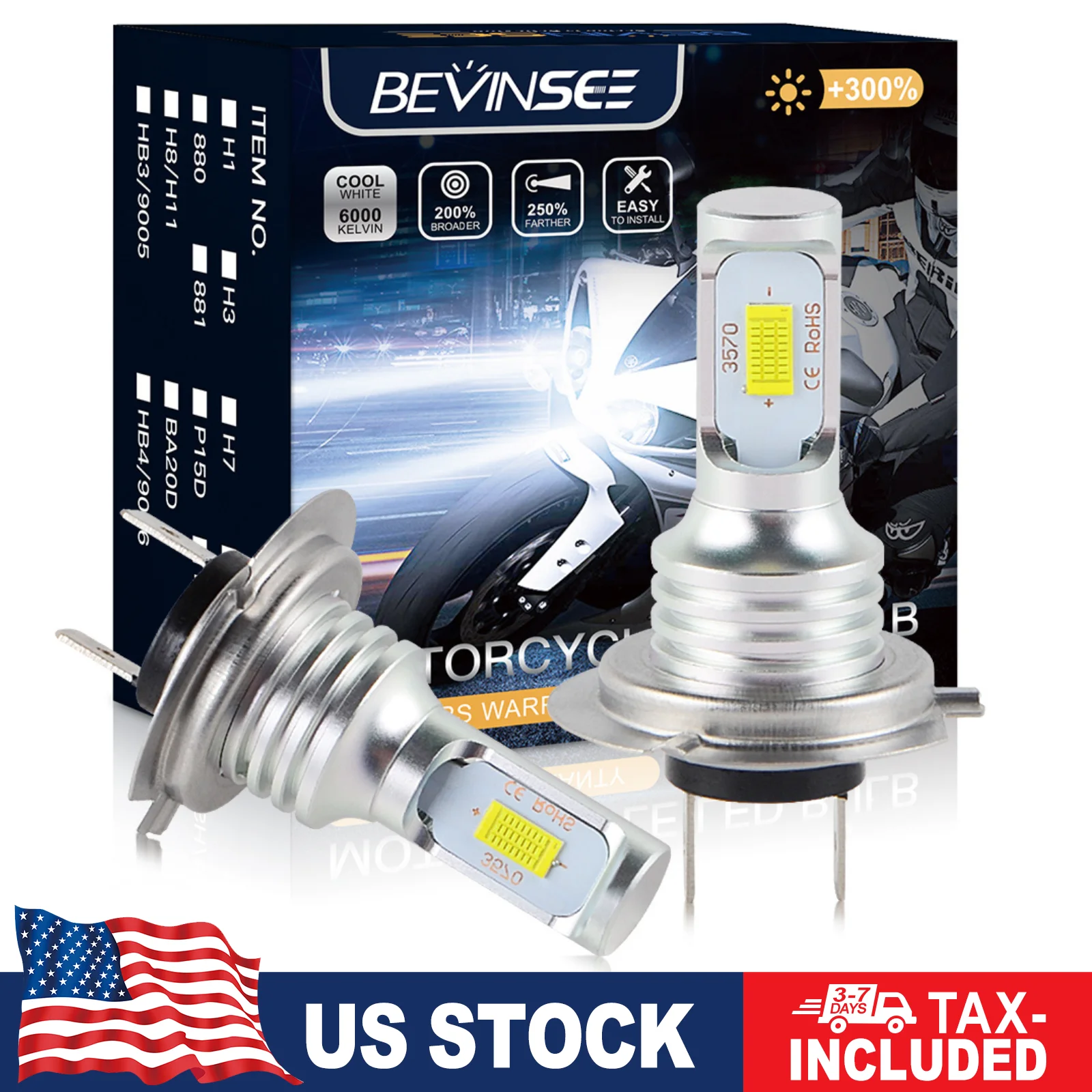 BEVINSEE 2x H7 LED Headlight For Motorcycle Fanless Halogen Size Plug&Play H7 LED Moto Headlamp Diode Lamp Auto Lampada 12V
BEVINSEE 2x H7 LED Headlight For Motorcycle Fanless Halogen Size Plug&Play H7 LED Moto Headlamp Diode Lamp Auto Lampada 12V