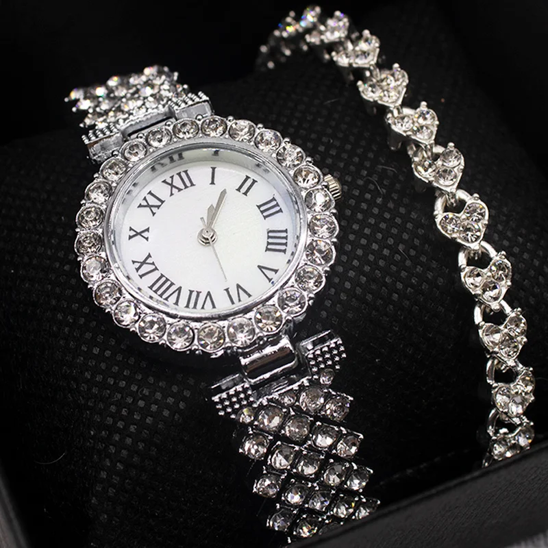 Premium Elegant Gold Silver Alloy Quartz Wristwatches Diamonds Scale Watch Bracelet Two Piece Set Luxury Jewelry Accessories
Premium Elegant Gold Silver Alloy Quartz Wristwatches Diamonds Scale Watch Bracelet Two Piece Set Luxury Jewelry Accessories