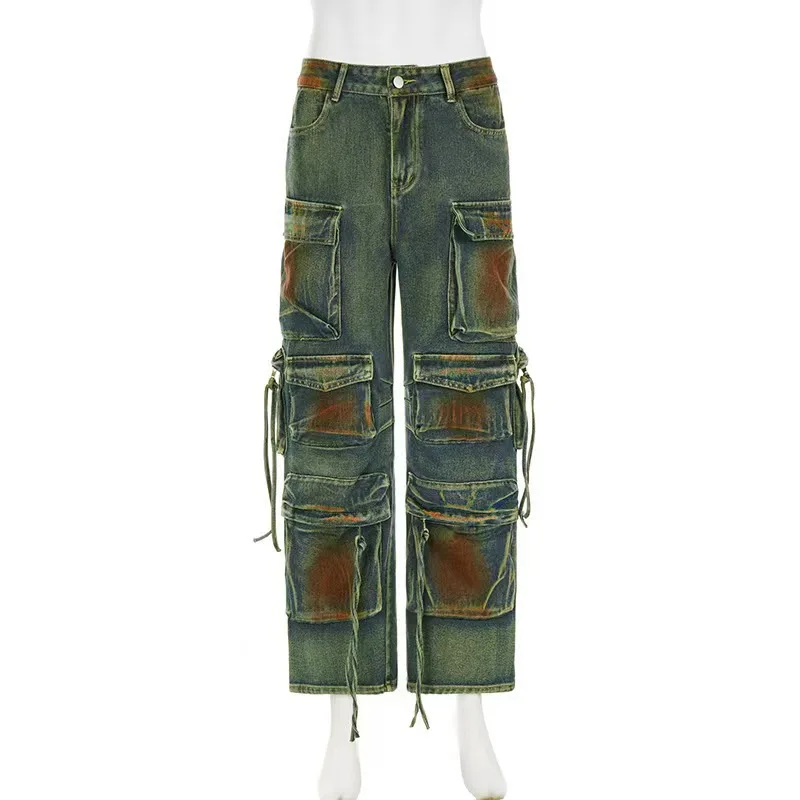 Women Jeans Washing Smudging Straight Pants Distressed Denim Patchwork Pockets High Street Loose Low Waist Zipper Fly Winter
Women Jeans Washing Smudging Straight Pants Distressed Denim Patchwork Pockets High Street Loose Low Waist Zipper Fly Winter