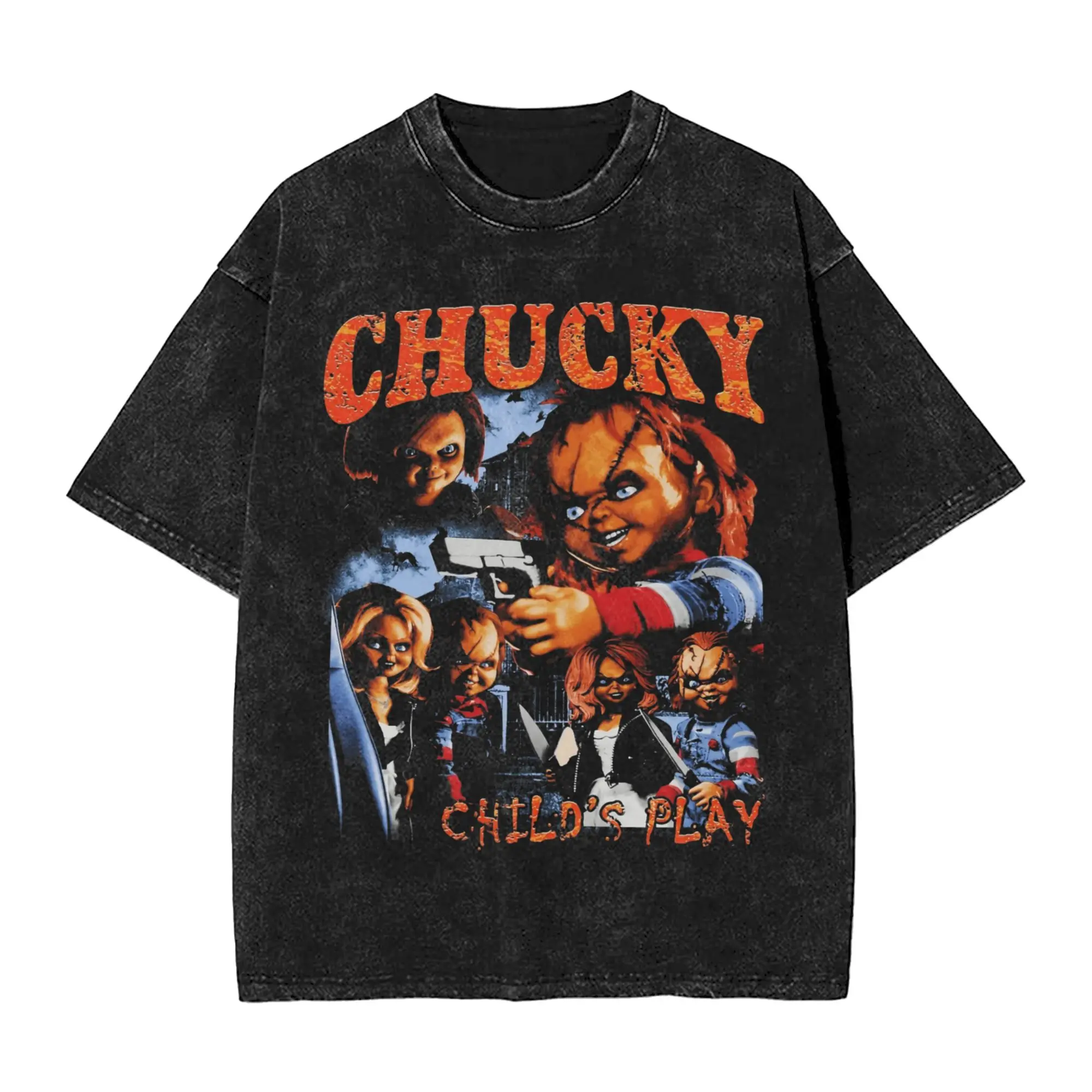 Washed T Shirt Chucky Horror Child's Play Hip Hop Novelty T-Shirts Oversize Streetwear Cotton Summer Tops Tees for Men Women
Washed T Shirt Chucky Horror Child's Play Hip Hop Novelty T-Shirts Oversize Streetwear Cotton Summer Tops Tees for Men Women