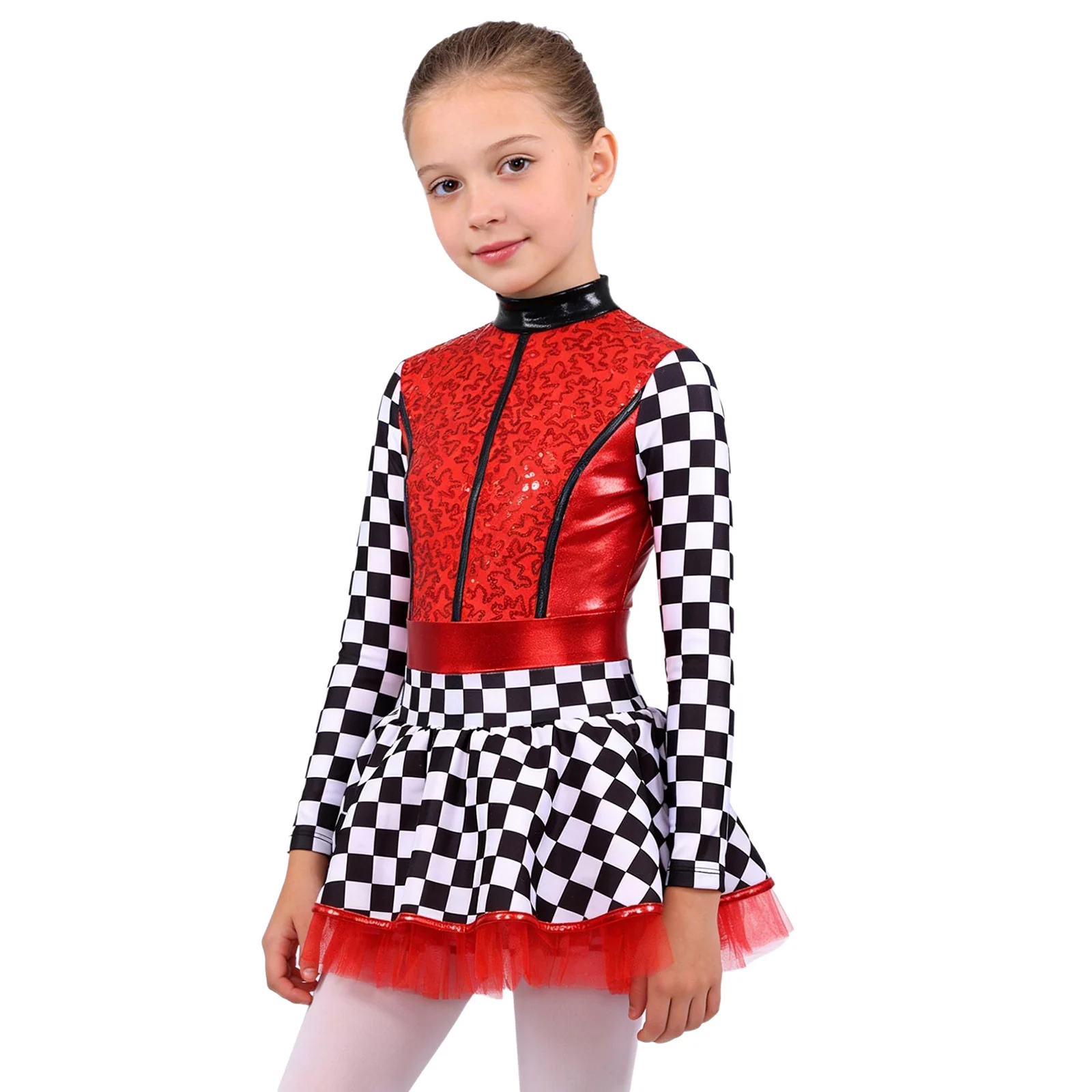 Girls Racer Racing Driver Cosplay Outfits Costume Checkerboard Print Ballet Leotard Dress Long Sleeve Sequin Tutu Jumpsuit Dress
Girls Racer Racing Driver Cosplay Outfits Costume Checkerboard Print Ballet Leotard Dress Long Sleeve Sequin Tutu Jumpsuit Dress