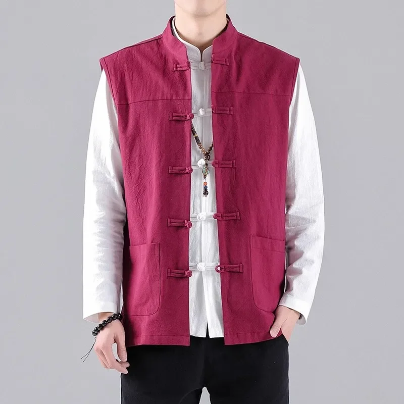 Pop 2025Summer Autumn Men Chinese Style Vests Vintage Linen Vests Mens Sleeveless Hanfu Cardigan Male Harajuku Open Stitch Waist
Pop 2025Summer Autumn Men Chinese Style Vests Vintage Linen Vests Mens Sleeveless Hanfu Cardigan Male Harajuku Open Stitch Waist