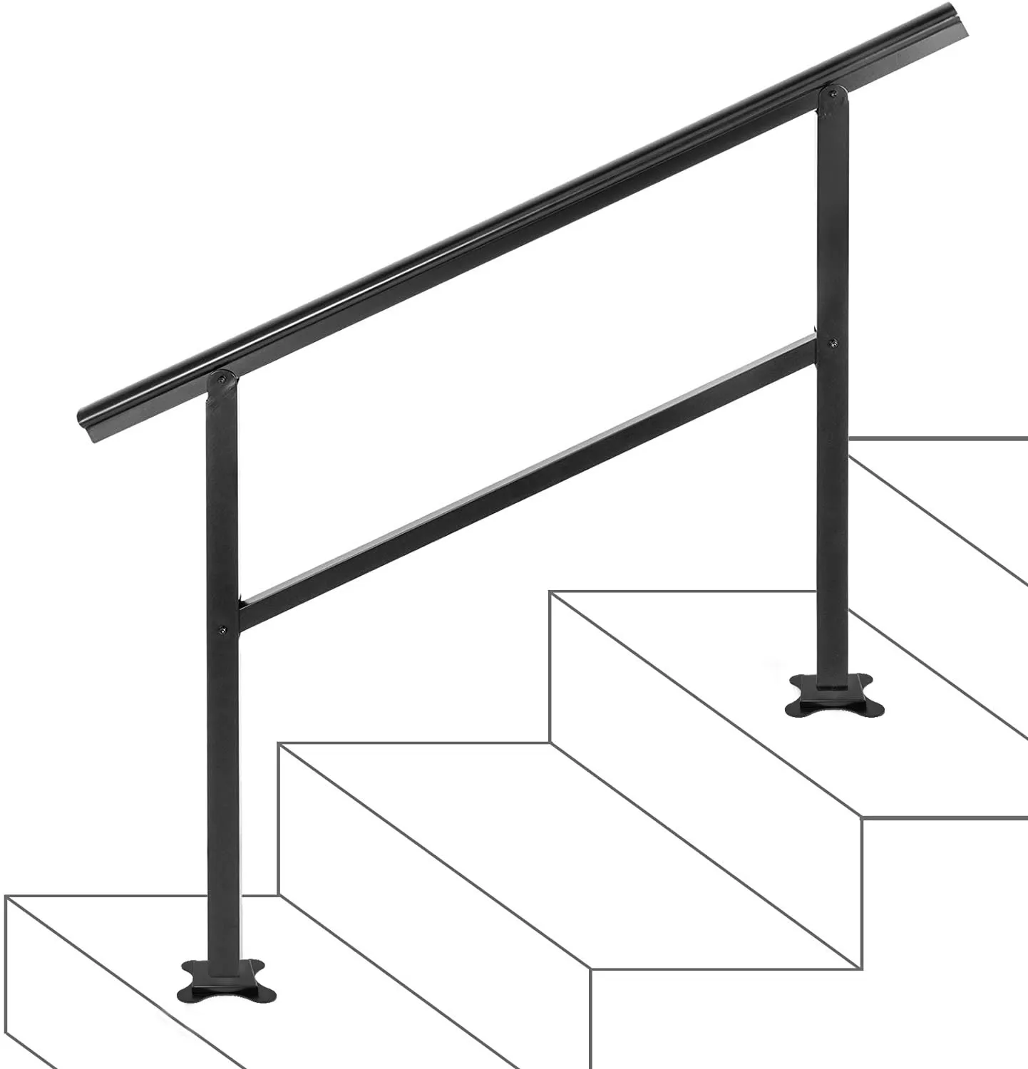 SucceBuy Adjustable Wrought Iron Handrail Corrosion-Proof 165 LBS Load Capacity Matte Black Metal Stair Rail For Outdoor Gardens
SucceBuy Adjustable Wrought Iron Handrail Corrosion-Proof 165 LBS Load Capacity Matte Black Metal Stair Rail For Outdoor Gardens