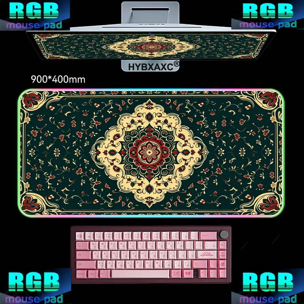 800X400MM HYBXAXC Mouse Pad RGB Gaming Mouse Pad Desk Mat HD Gamer Large LED Light XXL Green Persian Pattern RGB Mouse Pad
800X400MM HYBXAXC Mouse Pad RGB Gaming Mouse Pad Desk Mat HD Gamer Large LED Light XXL Green Persian Pattern RGB Mouse Pad