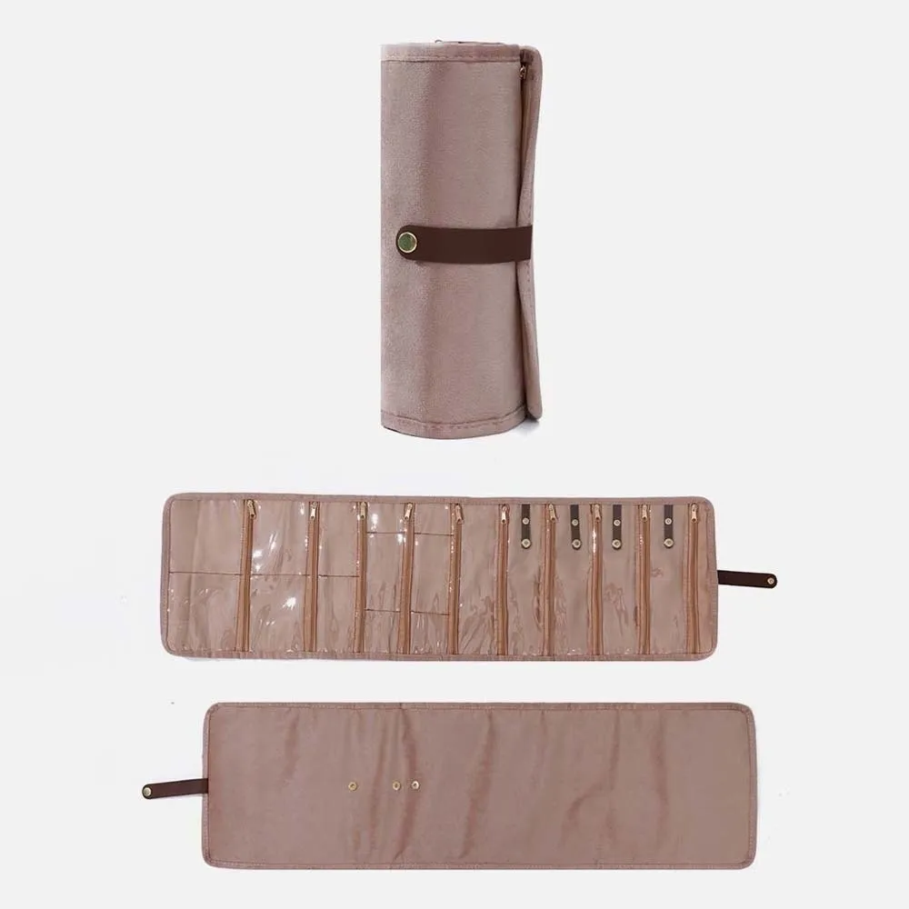 Multi-pocket Flannel Jewelry Organizer Compact Transparent Rolled Jewelry Storage Bag Solid Color Anti-splash Water
Multi-pocket Flannel Jewelry Organizer Compact Transparent Rolled Jewelry Storage Bag Solid Color Anti-splash Water