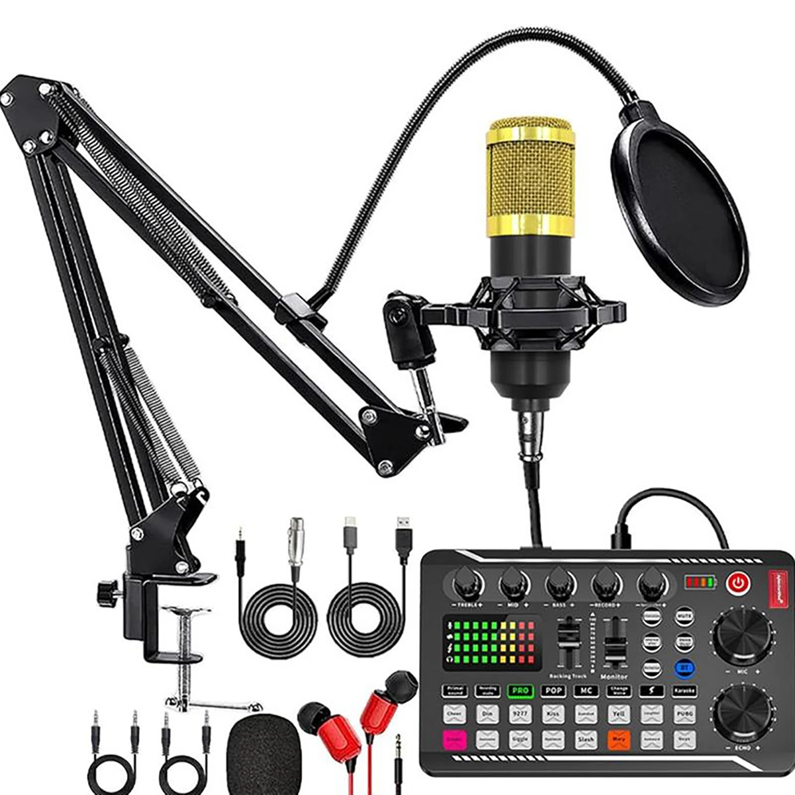 Condenser Mic with Sound Card Audio Mixer Noise Cancelling DJ Mixer Voice Changer Studio Condenser Microphones for PC Smartphone
Condenser Mic with Sound Card Audio Mixer Noise Cancelling DJ Mixer Voice Changer Studio Condenser Microphones for PC Smartphone