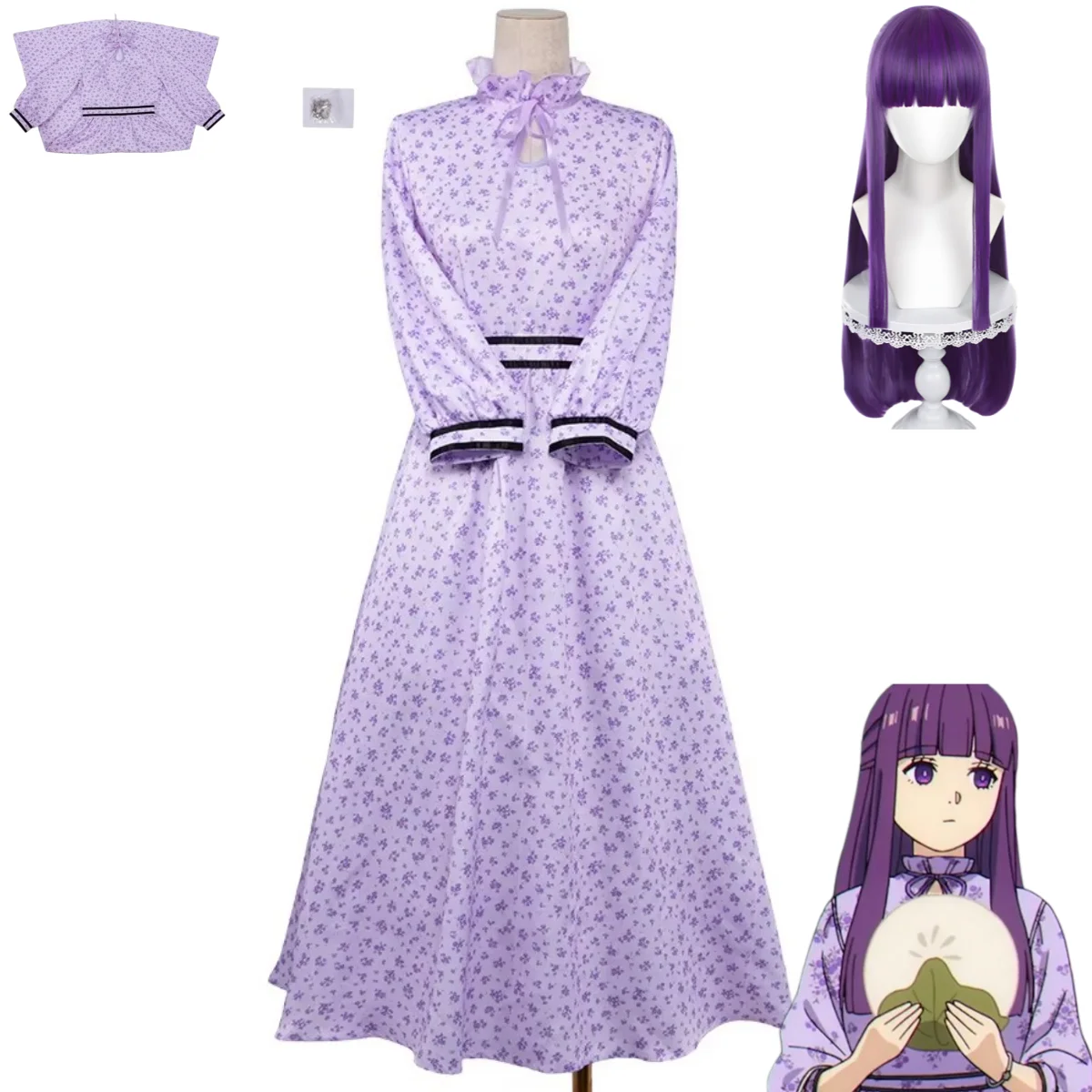 Anime Fern Cosplay Costume Wig Purple Long Sleeved Floral Dress Bracelet Adult Woman Sexy Cute Halloween Christmas Suit
Anime Fern Cosplay Costume Wig Purple Long Sleeved Floral Dress Bracelet Adult Woman Sexy Cute Halloween Christmas Suit
