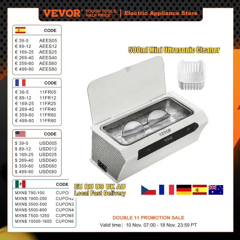 VEOVR 500ml Ultrasonic Cleaner Mini Portable Washing Machine Ultrasound Bath Sonic Cleaning Devices for Glasses Home Appliances
VEOVR 500ml Ultrasonic Cleaner Mini Portable Washing Machine Ultrasound Bath Sonic Cleaning Devices for Glasses Home Appliances
