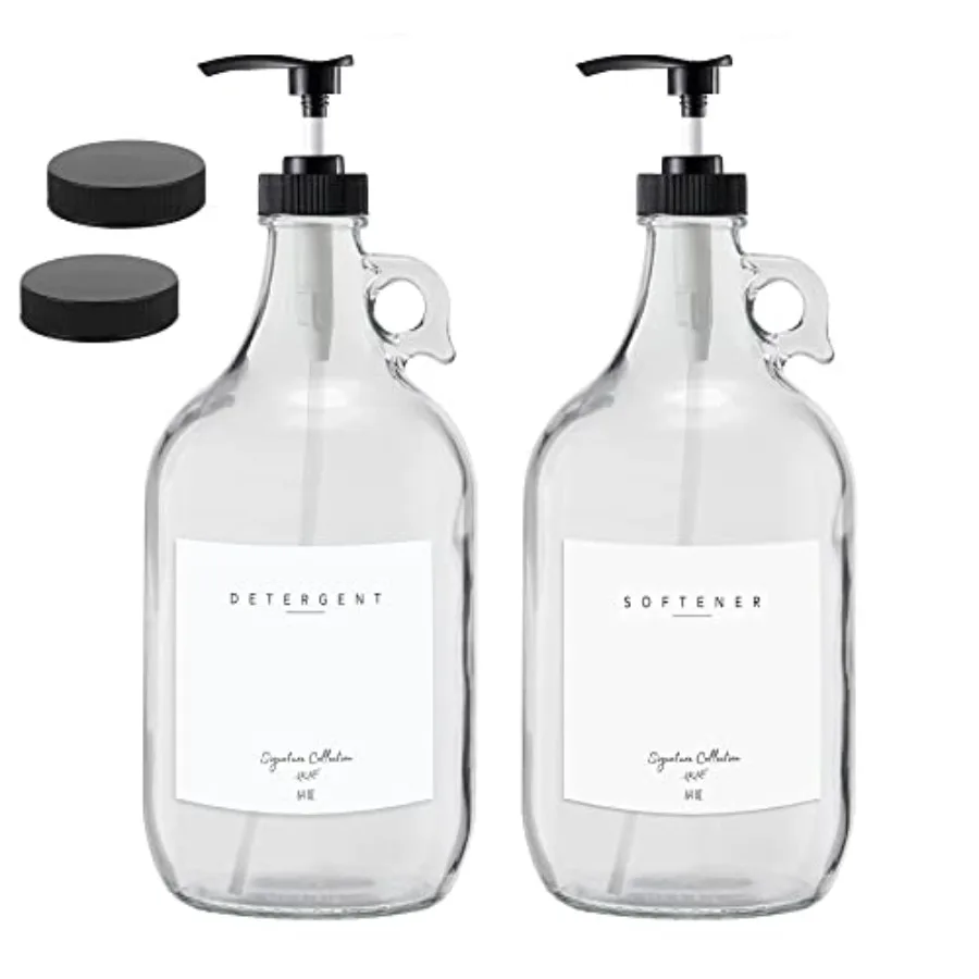 Laundry Detergent Dispenser for Laundry Room - Two Half Gallon Glass Jugs for Fabric Softener Dispenser, Liquid Laundry Soap Di
Laundry Detergent Dispenser for Laundry Room - Two Half Gallon Glass Jugs for Fabric Softener Dispenser, Liquid Laundry Soap Di
