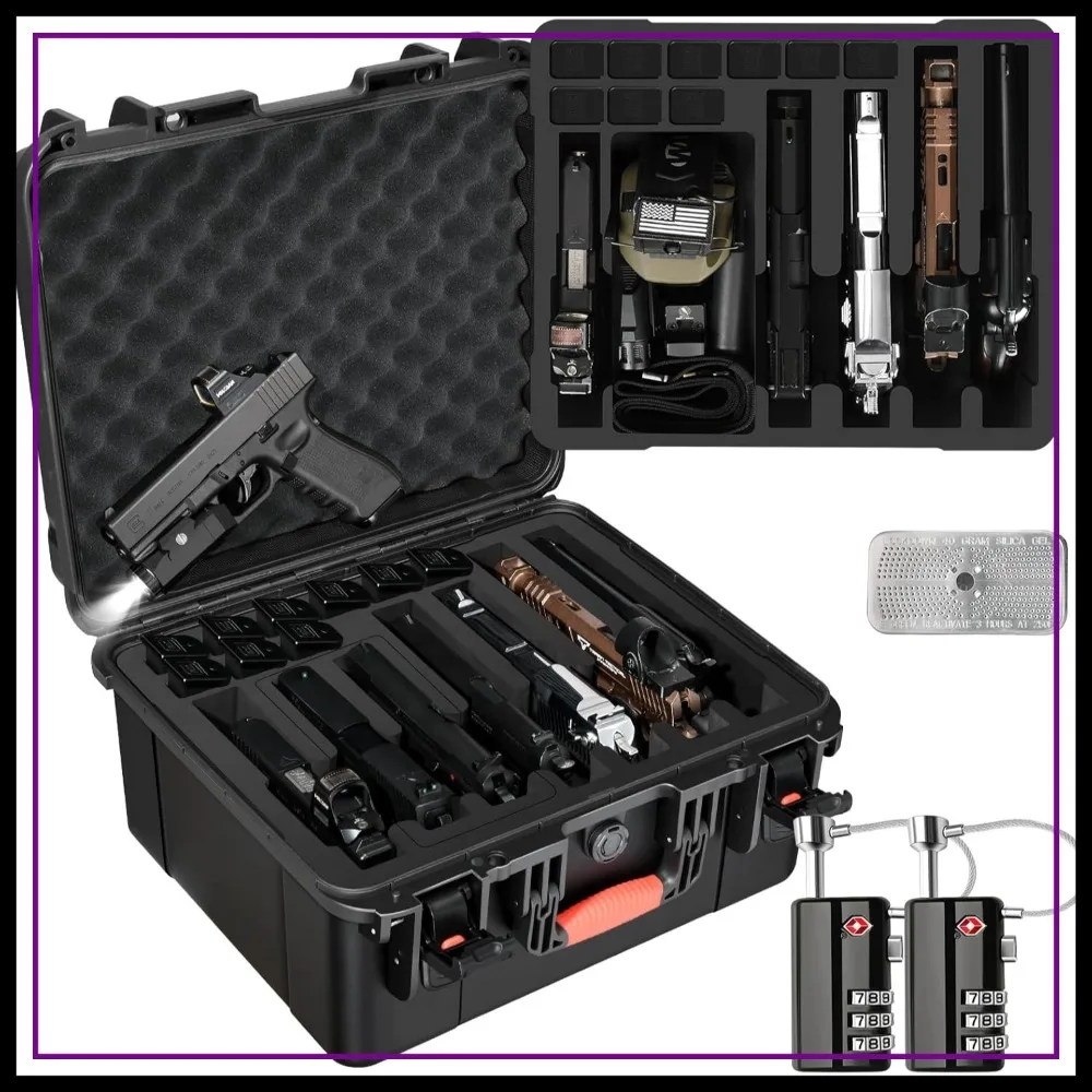 Hard Shell Pistol Case for Multiple Handguns & Magazines, Waterproof, TSA Approved
Hard Shell Pistol Case for Multiple Handguns & Magazines, Waterproof, TSA Approved