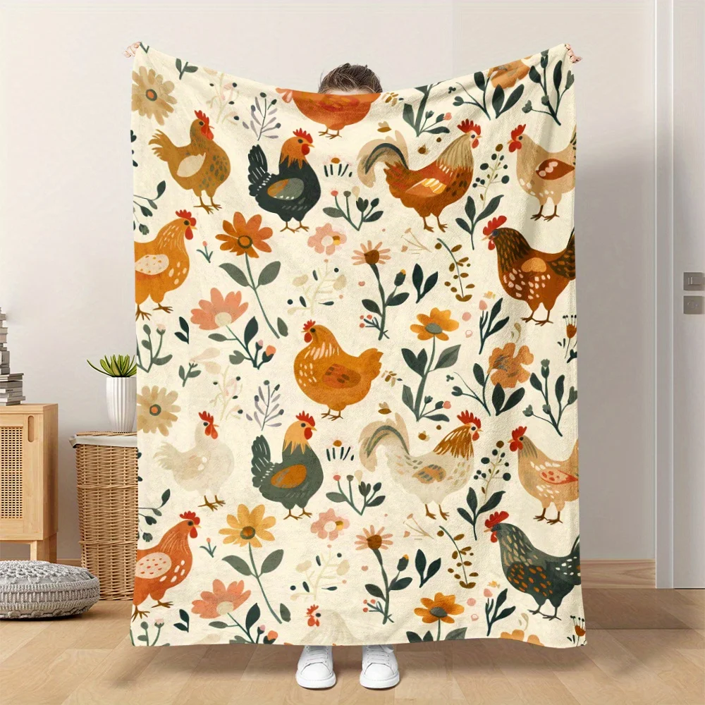 1 Bohemian Chicken and Floral Print Blanket - Polyester, Machine Washable, Indoor/Outdoor Use
1 Bohemian Chicken and Floral Print Blanket - Polyester, Machine Washable, Indoor/Outdoor Use