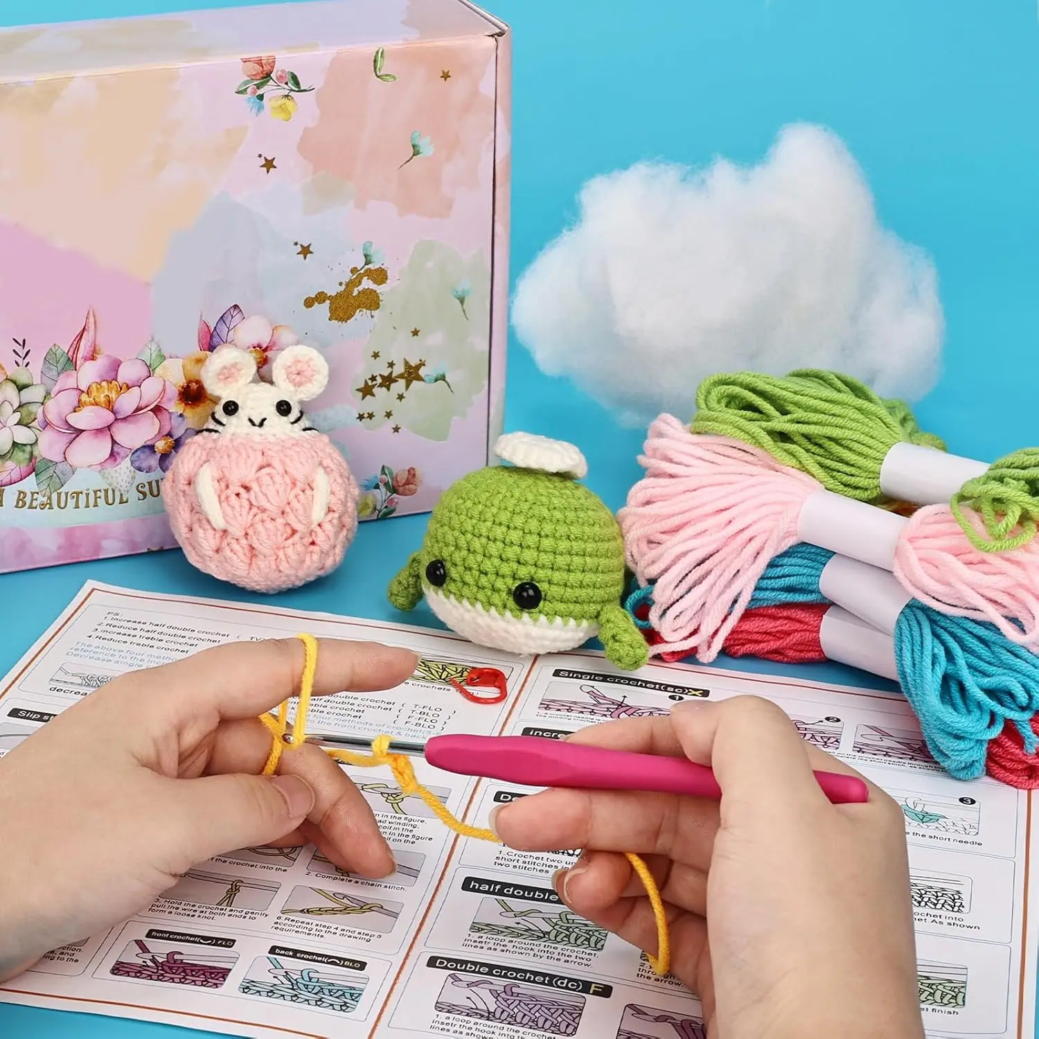 6PCS Crochet Kit for Beginner Whale Chick Penguin Bee Crochet Animal Easy Learn to Starter Yarn Thread Needles Hook Knitting Kit
6PCS Crochet Kit for Beginner Whale Chick Penguin Bee Crochet Animal Easy Learn to Starter Yarn Thread Needles Hook Knitting Kit
