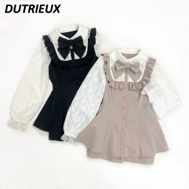 Sweet SC Japanese Style Plaid Cross Lace Long Sleeve Shirt Mine Series Mass-Produced Black Tops and Culottes Two Piece Set
Sweet SC Japanese Style Plaid Cross Lace Long Sleeve Shirt Mine Series Mass-Produced Black Tops and Culottes Two Piece Set