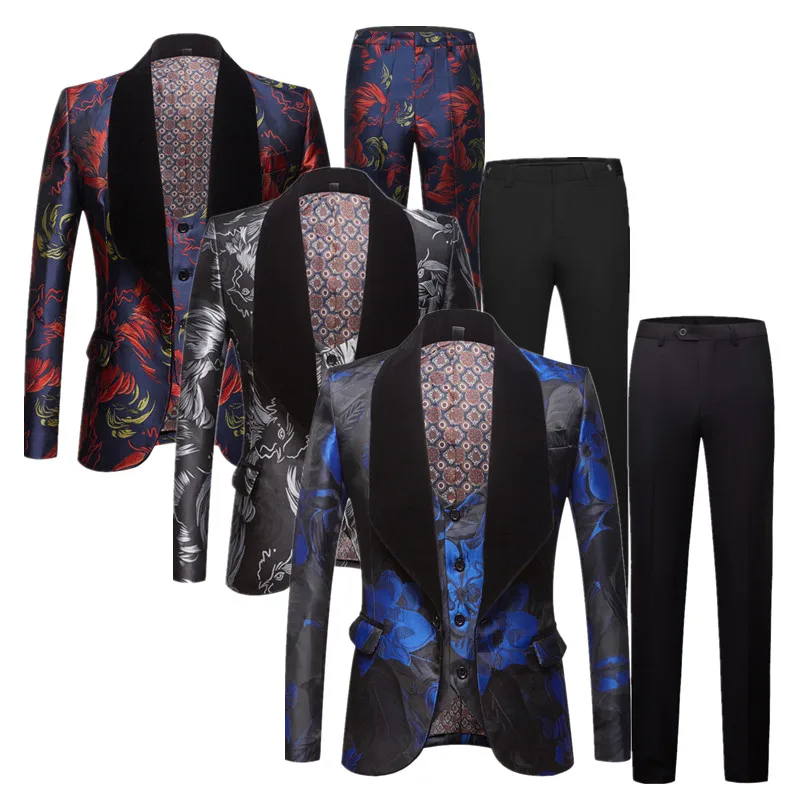 Fashion Brand Men Jacquard Suit 3 Piece Set Blue / Red / Grey Men's Single Breasted Patchwork Tuxedo Blazers and Pant with Vest
Fashion Brand Men Jacquard Suit 3 Piece Set Blue / Red / Grey Men's Single Breasted Patchwork Tuxedo Blazers and Pant with Vest