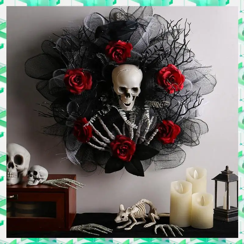 FIZP Halloween Rose And Skull Tulle Wreath Adjustable Headband Halloween Wreaths For Front Door For Party Costume
FIZP Halloween Rose And Skull Tulle Wreath Adjustable Headband Halloween Wreaths For Front Door For Party Costume