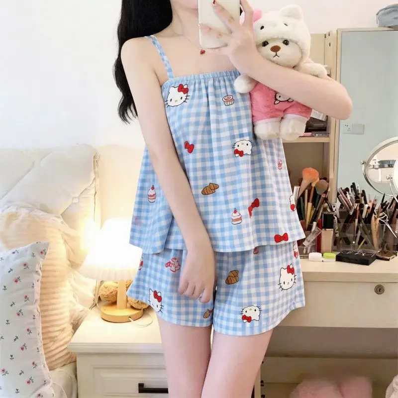 Kawaii Hello Kitty Vest Pajama Set Anime Tops and Shorts Cartoon Comfort Household Clothes Student Nightwear Girl Gifts
Kawaii Hello Kitty Vest Pajama Set Anime Tops and Shorts Cartoon Comfort Household Clothes Student Nightwear Girl Gifts