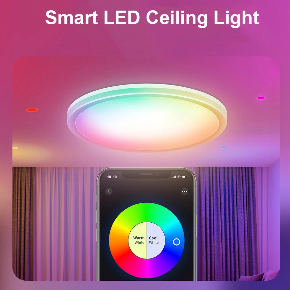 Ultra Thin LED Smart Ceiling Lamp 24W RGB+WW+CW Led Ceiling Lights APP Remote Control Dimmable For Home Lighting Decoration
Ultra Thin LED Smart Ceiling Lamp 24W RGB+WW+CW Led Ceiling Lights APP Remote Control Dimmable For Home Lighting Decoration