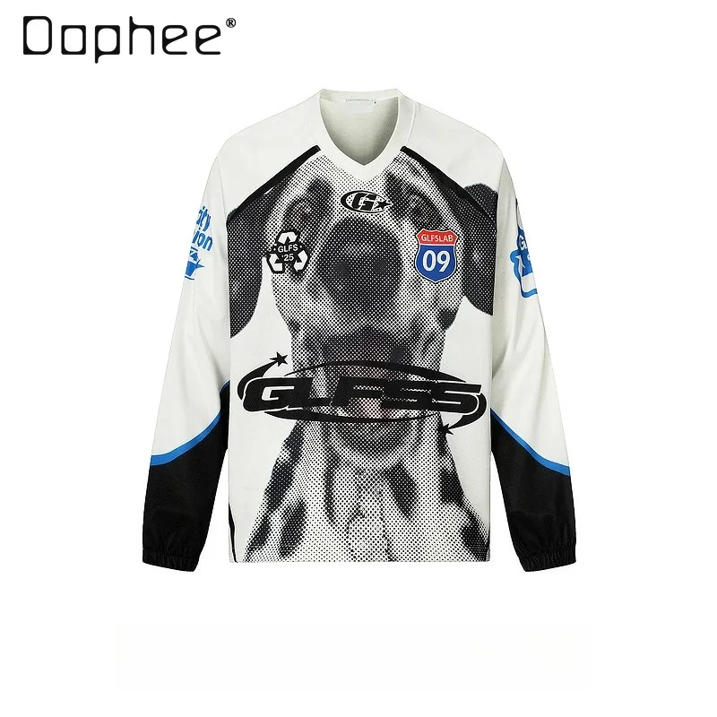 Men's Retro Sports Style Long Sleeve Jersey Shirt 3D Dalmatian Print V-Neck Loose Fit Casual Streetwear Top for Spring Autumn
Men's Retro Sports Style Long Sleeve Jersey Shirt 3D Dalmatian Print V-Neck Loose Fit Casual Streetwear Top for Spring Autumn