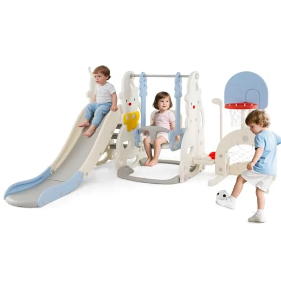7 in 1 Toddler Slide and Swing Set Indoor Outdoor Snowman Climber Playset w/Baby Swing Basketball Hoop Soccer Golf Ring Toss Pl
7 in 1 Toddler Slide and Swing Set Indoor Outdoor Snowman Climber Playset w/Baby Swing Basketball Hoop Soccer Golf Ring Toss Pl