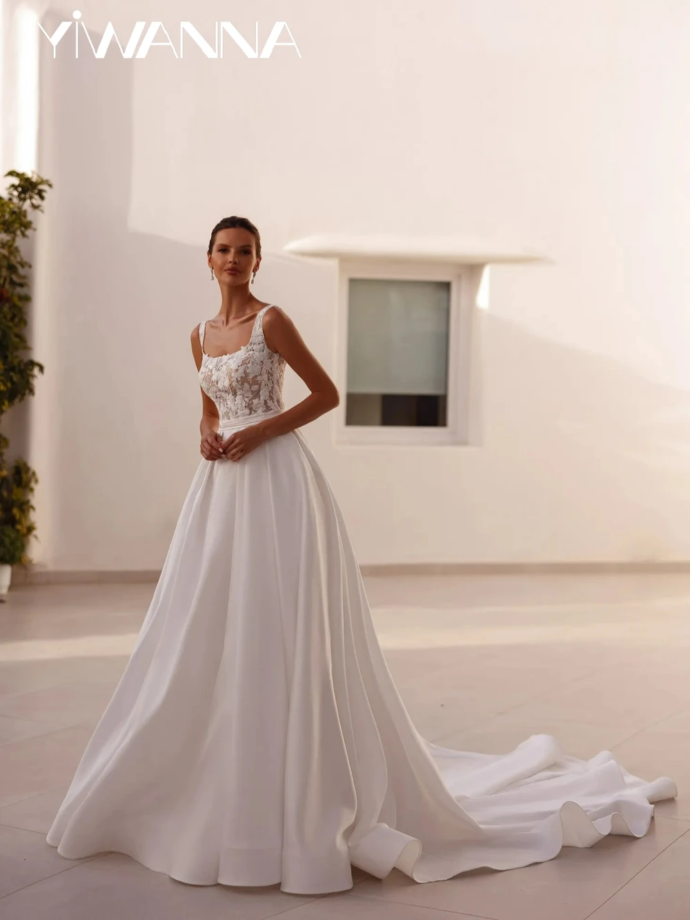 Elegant Satin Lace Appliques Wedding Dress Square Neck Tank Sleeve Bridal Gown 2026 Customized A-line Long Dresses For Bride
Elegant Satin Lace Appliques Wedding Dress Square Neck Tank Sleeve Bridal Gown 2026 Customized A-line Long Dresses For Bride