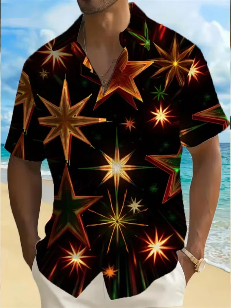 Men's Green Glitter Star Print Hawaiian Shirt Casual Short Sleeve Button Down Beach Vacation Shirts Streetwear Top For Party
Men's Green Glitter Star Print Hawaiian Shirt Casual Short Sleeve Button Down Beach Vacation Shirts Streetwear Top For Party