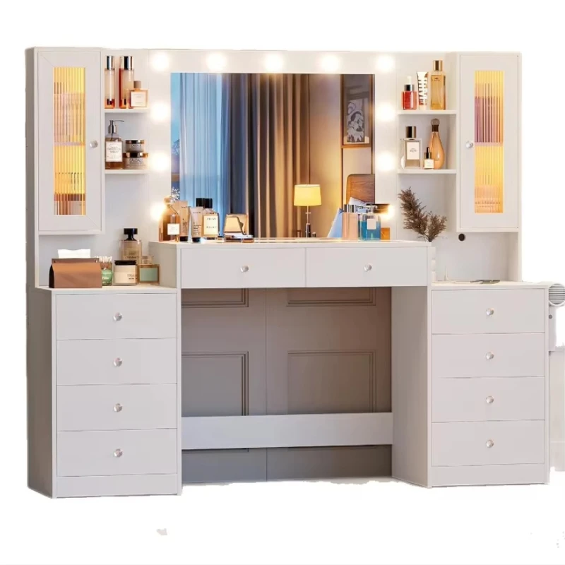 Modern oak bedroom dresser with LED-lit mirror, 10 drawers, smart power socket, eco-friendly and durable
Modern oak bedroom dresser with LED-lit mirror, 10 drawers, smart power socket, eco-friendly and durable