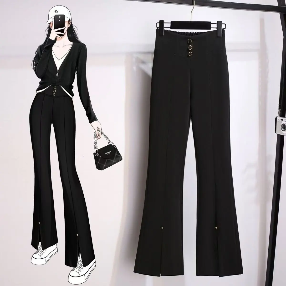 High Waist Slim Fit Bell Bottom Pants Women's plus Size Elastic Casual Pants Spring Summer 2026 New Front Slit Micro Flare Pants
High Waist Slim Fit Bell Bottom Pants Women's plus Size Elastic Casual Pants Spring Summer 2026 New Front Slit Micro Flare Pants
