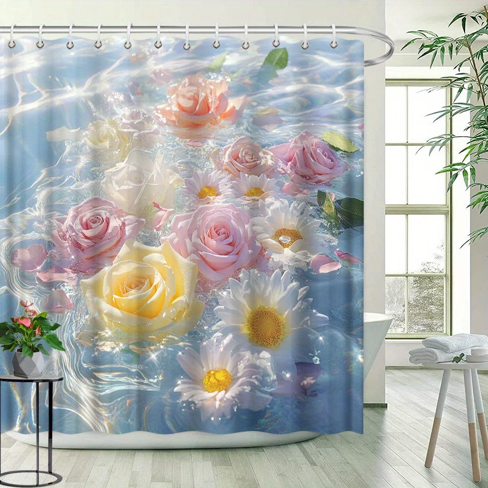 1pc Floral Shower Curtain Creative Flower Pattern Add Romance to The Room Bathroom Decoration Polyester Fabric Contains 12 Hooks
1pc Floral Shower Curtain Creative Flower Pattern Add Romance to The Room Bathroom Decoration Polyester Fabric Contains 12 Hooks