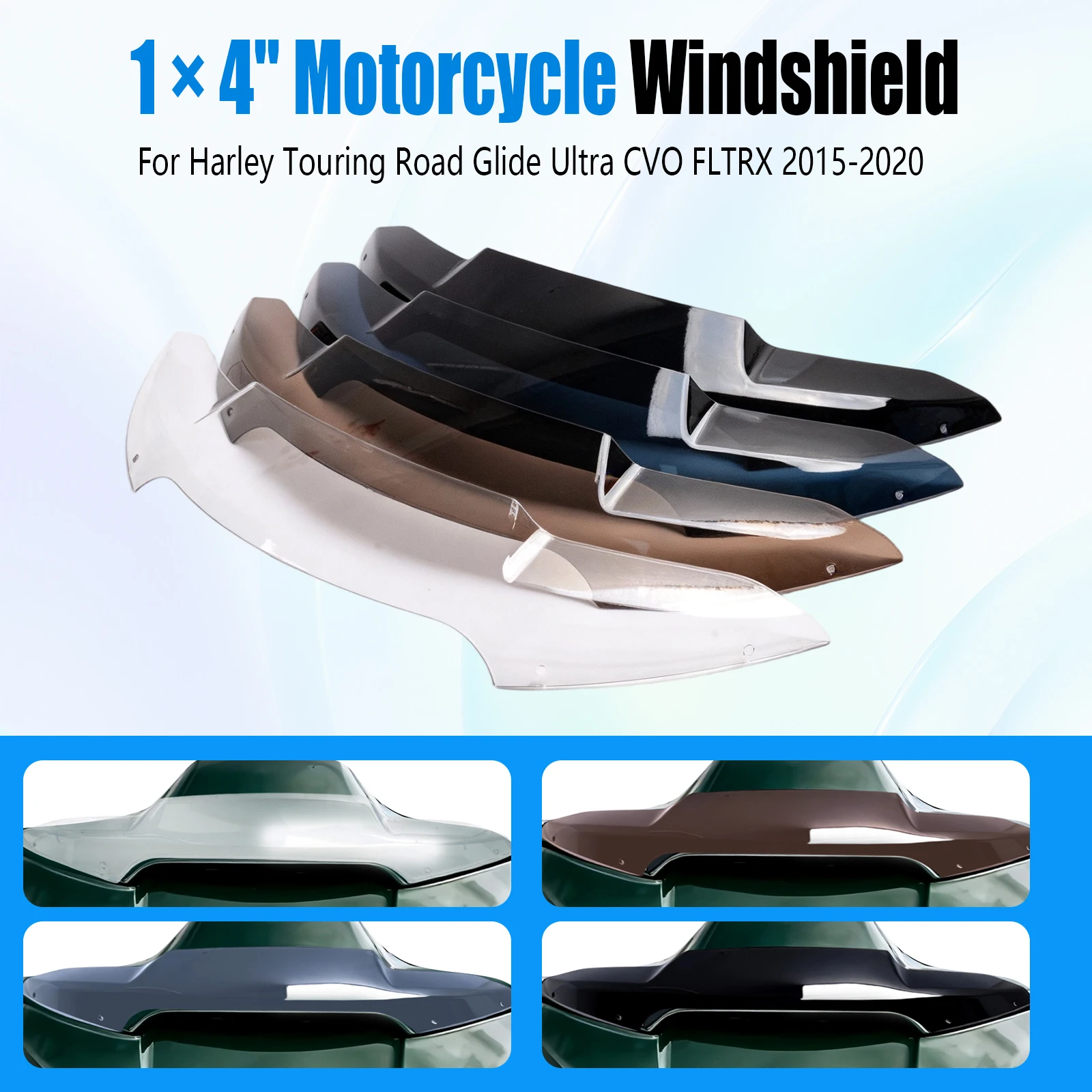 1Pcs 4" For Harley Touring Road Glide Ultra CVO FLTRX 2015-2020 Motorcycle Wave Windshield Windscreen Wind Deflector
1Pcs 4" For Harley Touring Road Glide Ultra CVO FLTRX 2015-2020 Motorcycle Wave Windshield Windscreen Wind Deflector