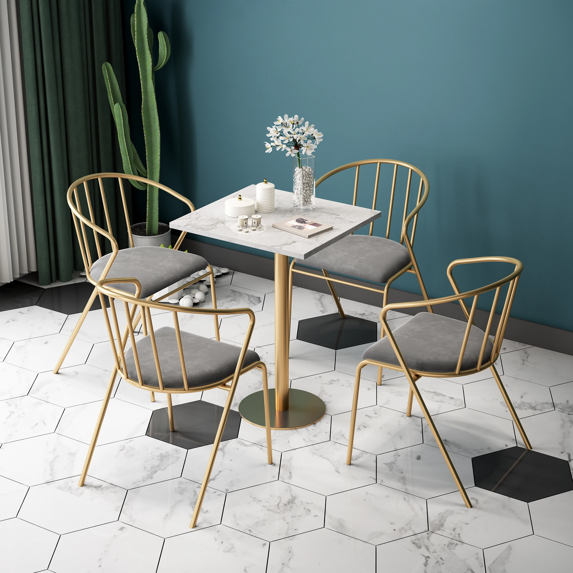 Custom dessert shop table and chair combination Nordic ins net red marble dining table milk tea shop café leisure table and cha
Custom dessert shop table and chair combination Nordic ins net red marble dining table milk tea shop café leisure table and cha
